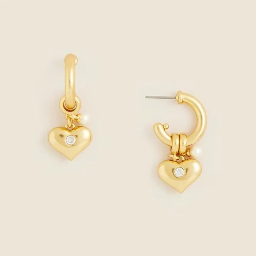 J.Crew Crystal Heart Charm Earrings